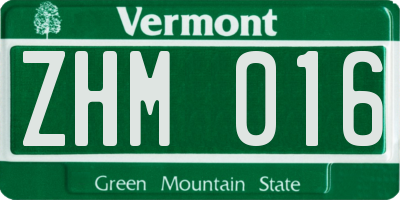 VT license plate ZHM016