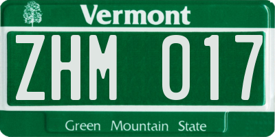 VT license plate ZHM017