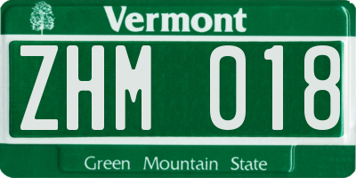 VT license plate ZHM018