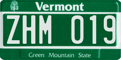 VT license plate ZHM019