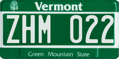 VT license plate ZHM022