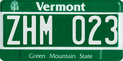 VT license plate ZHM023