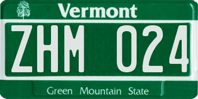 VT license plate ZHM024
