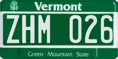 VT license plate ZHM026