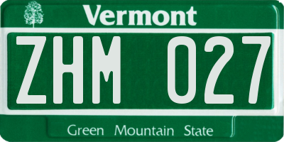 VT license plate ZHM027