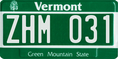 VT license plate ZHM031