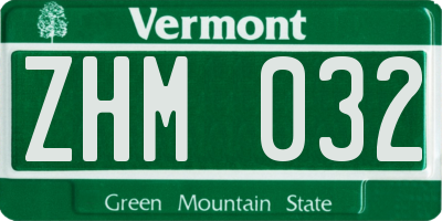 VT license plate ZHM032