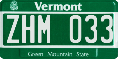 VT license plate ZHM033