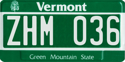VT license plate ZHM036