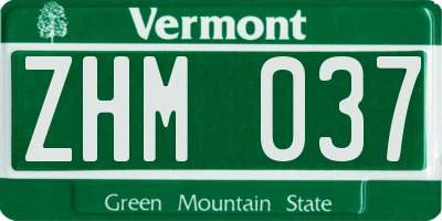 VT license plate ZHM037