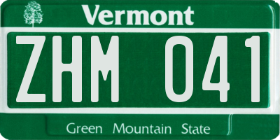 VT license plate ZHM041