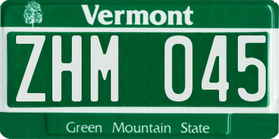 VT license plate ZHM045