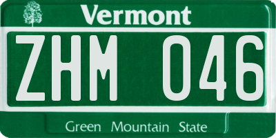 VT license plate ZHM046