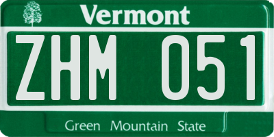 VT license plate ZHM051