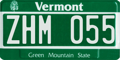 VT license plate ZHM055