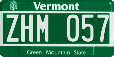 VT license plate ZHM057