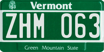 VT license plate ZHM063