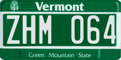 VT license plate ZHM064