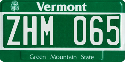 VT license plate ZHM065
