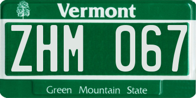 VT license plate ZHM067