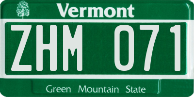 VT license plate ZHM071