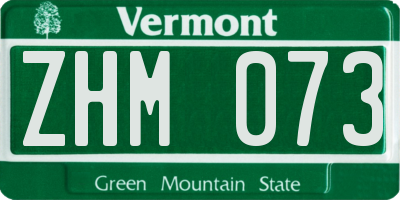 VT license plate ZHM073