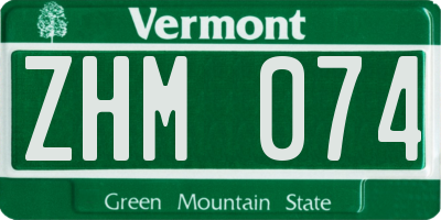 VT license plate ZHM074
