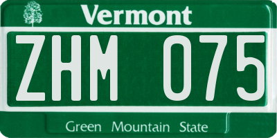 VT license plate ZHM075