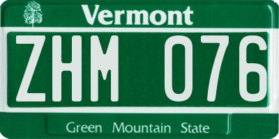 VT license plate ZHM076