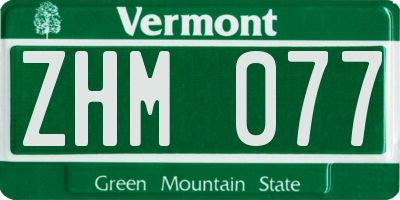 VT license plate ZHM077