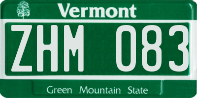 VT license plate ZHM083