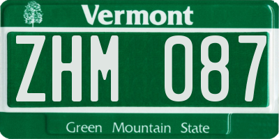 VT license plate ZHM087