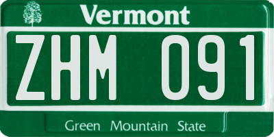 VT license plate ZHM091