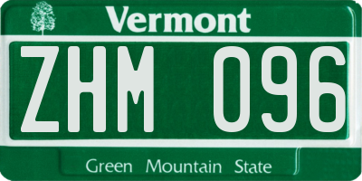 VT license plate ZHM096
