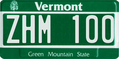VT license plate ZHM100