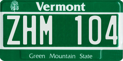 VT license plate ZHM104