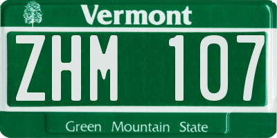 VT license plate ZHM107