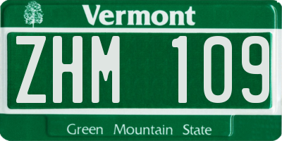 VT license plate ZHM109