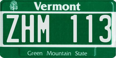 VT license plate ZHM113