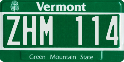 VT license plate ZHM114