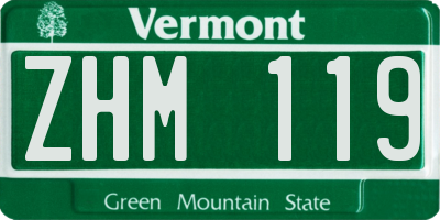 VT license plate ZHM119
