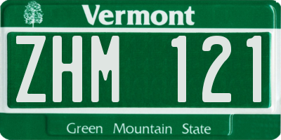 VT license plate ZHM121