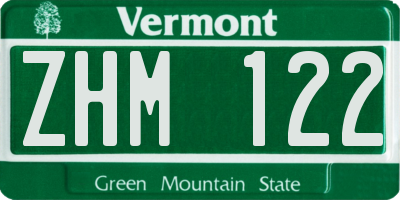 VT license plate ZHM122