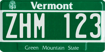 VT license plate ZHM123