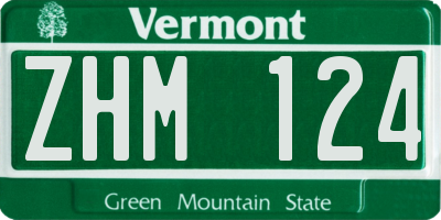 VT license plate ZHM124