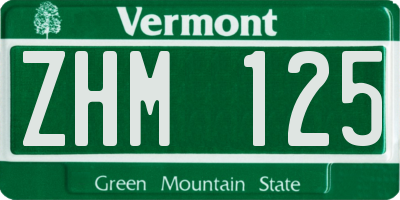 VT license plate ZHM125