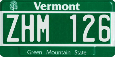 VT license plate ZHM126