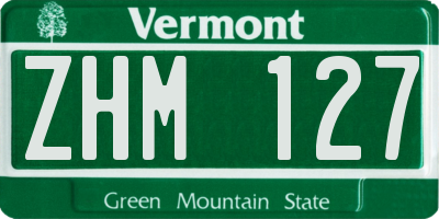 VT license plate ZHM127