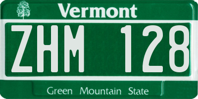 VT license plate ZHM128