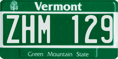 VT license plate ZHM129